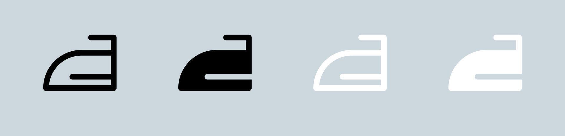 Iron clothes icon set in black and white. Laundry signs illustration. vector