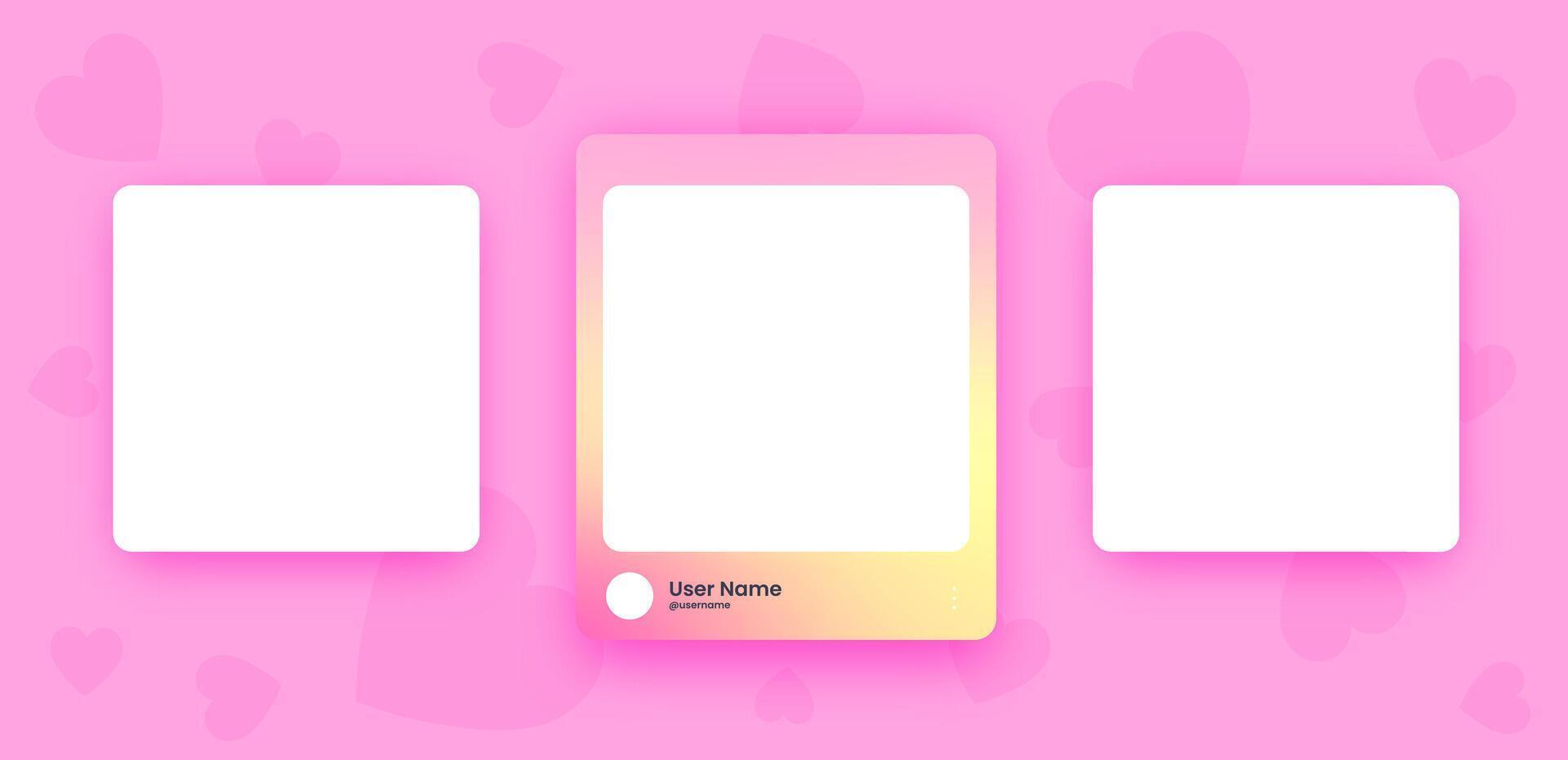 Social media frame collection template. Colorful social media interface. vector