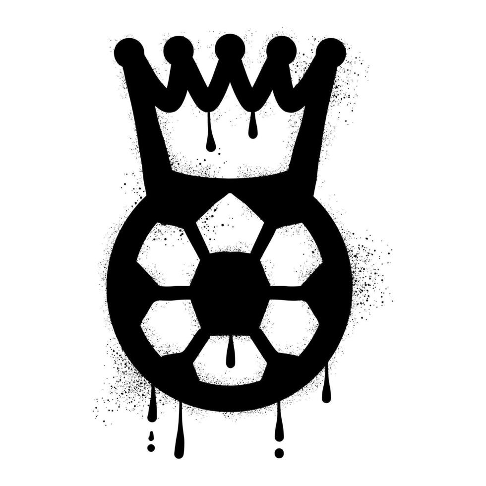 Soccer ball with crown drawn in black spray paint graffiti style vector