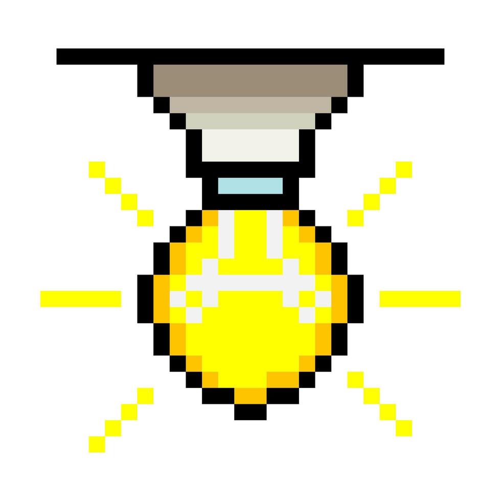 Ceiling light bulb in pixel art style vector