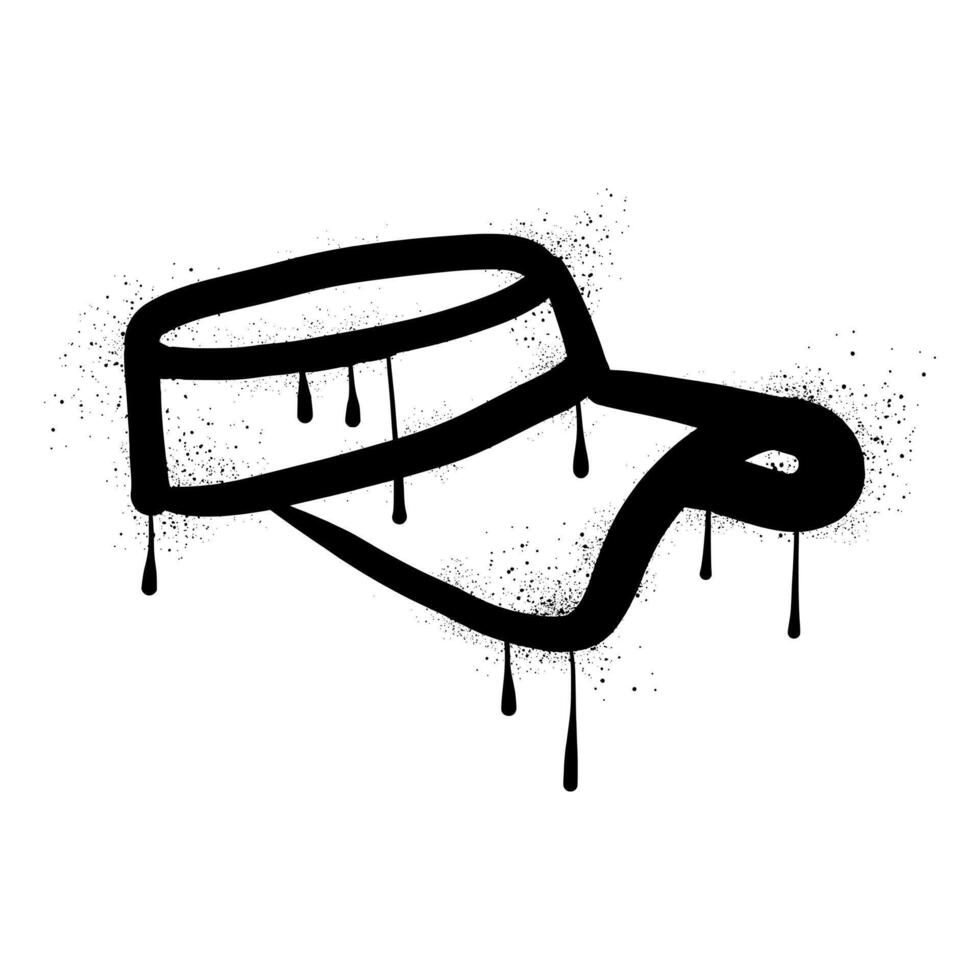 Golf hat graffiti drawn with black spray paint vector
