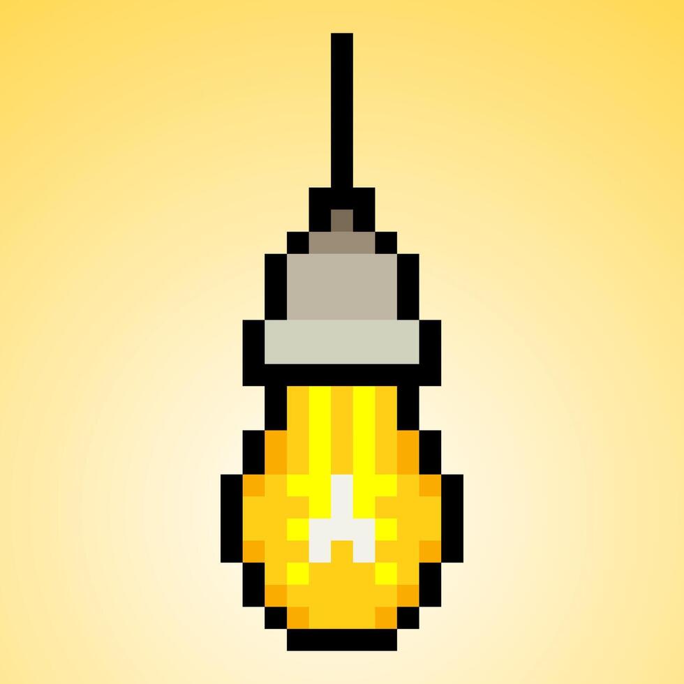 Ceiling light bulb in pixel art style vector