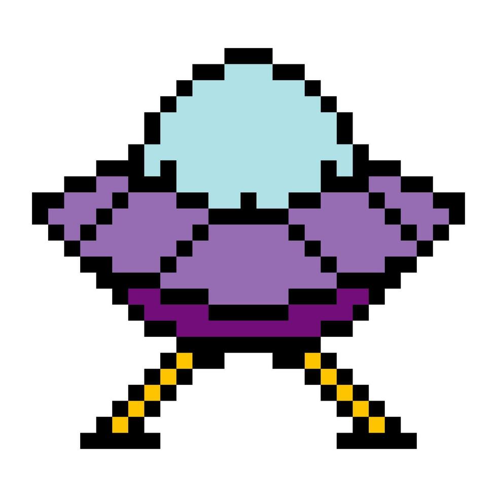 UFO flying saucer pixel art style vector