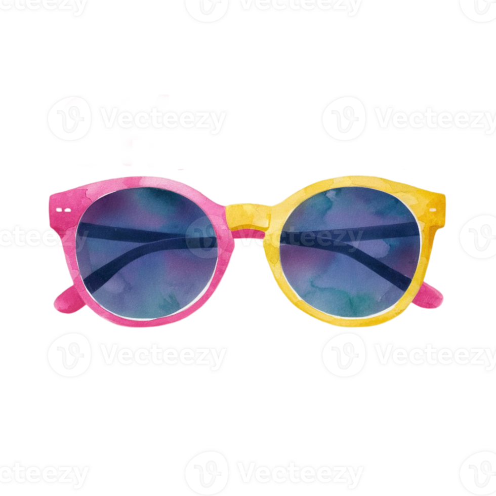 pink and turquoise watercolor Sunglasses graphics for summer png
