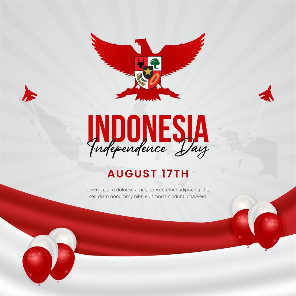 Indonesia independence day August 17th banner with waving flag and Pancasila symbol of Indonesia nation vector