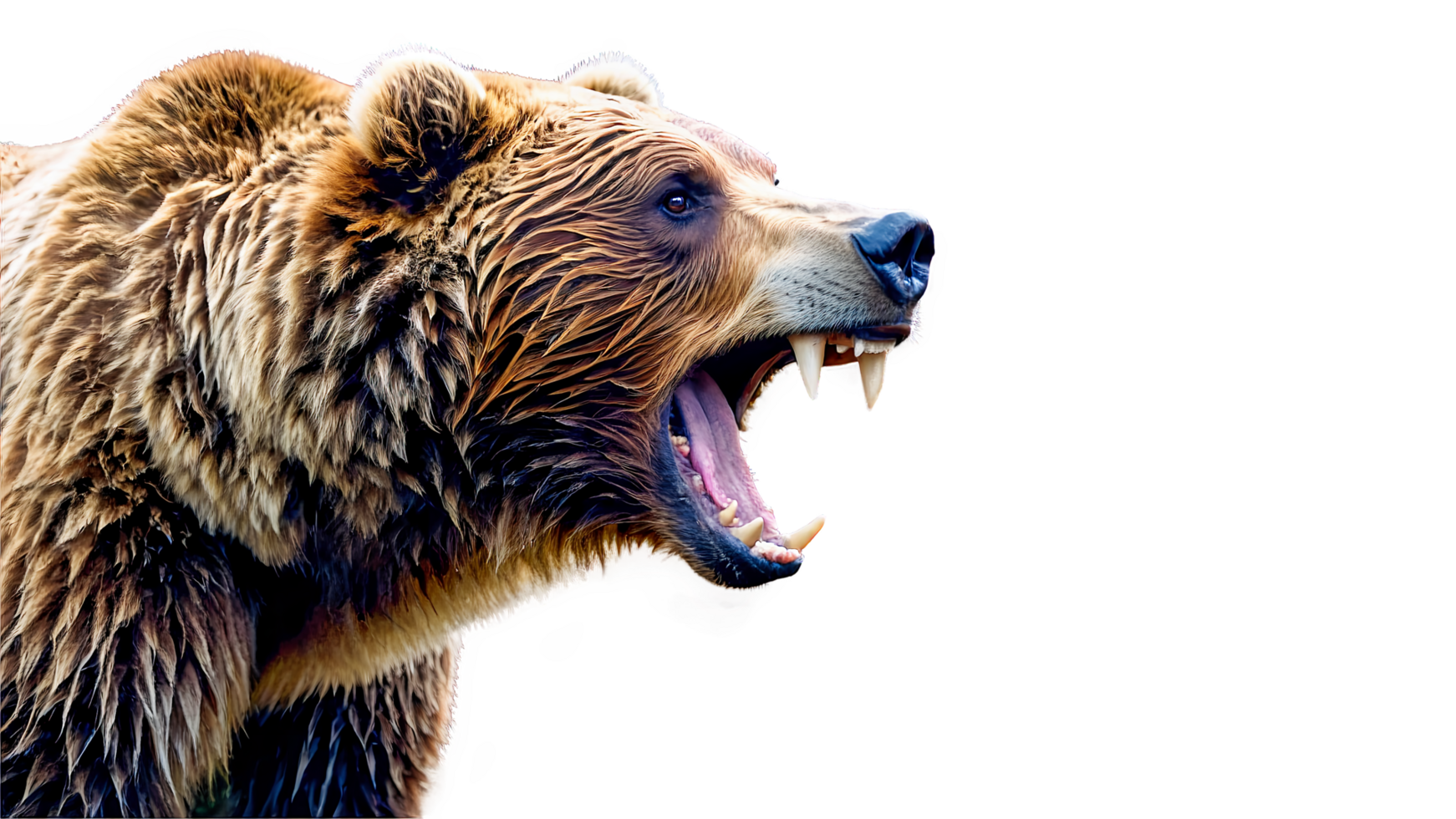 A powerful grizzly bear captured on a transparent background png