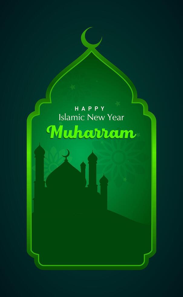 Islamic New Year Muharram design background. Happy Muharram Islamic New Year Poster design. 1th Muharram Al-Hijra design conceptual. vector