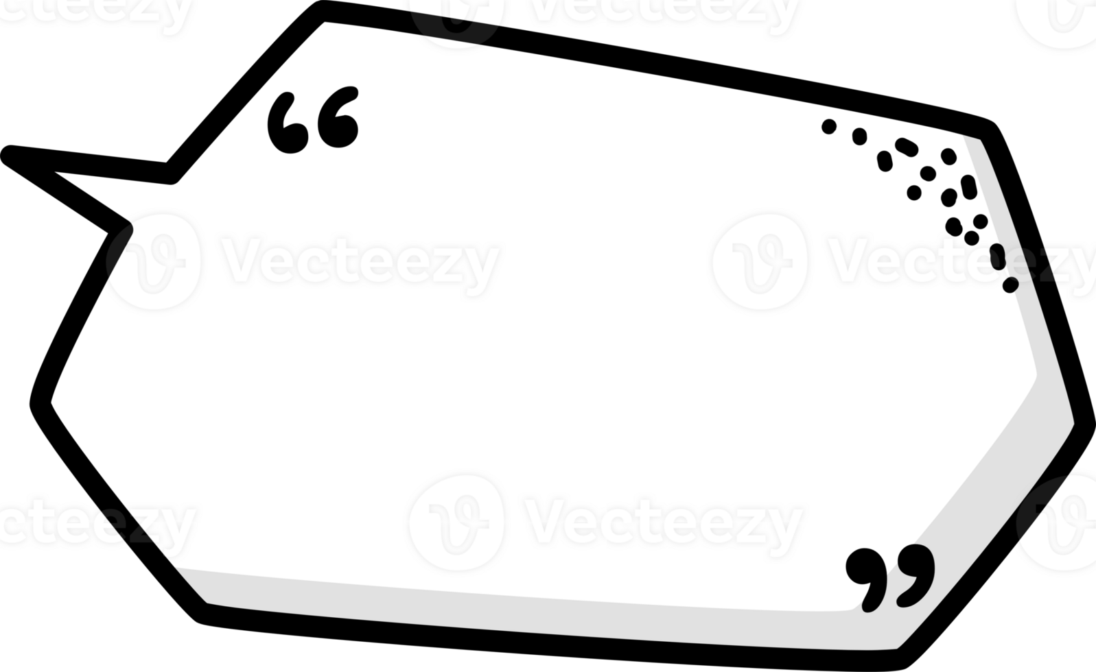Hand draw doodle Black and white color speech bubble balloon with quotation marks, icon sticker memo keyword planner text box banner png