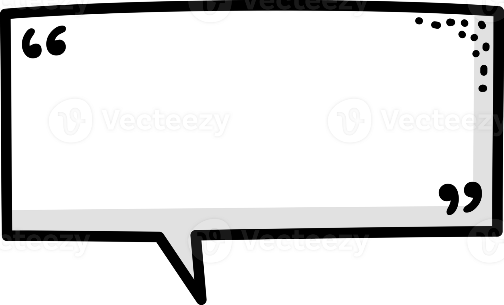 Hand draw doodle Black and white color speech bubble balloon with quotation marks, icon sticker memo keyword planner text box banner png