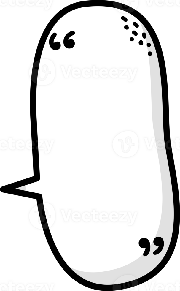 Hand draw doodle Black and white color speech bubble balloon with quotation marks, icon sticker memo keyword planner text box banner png