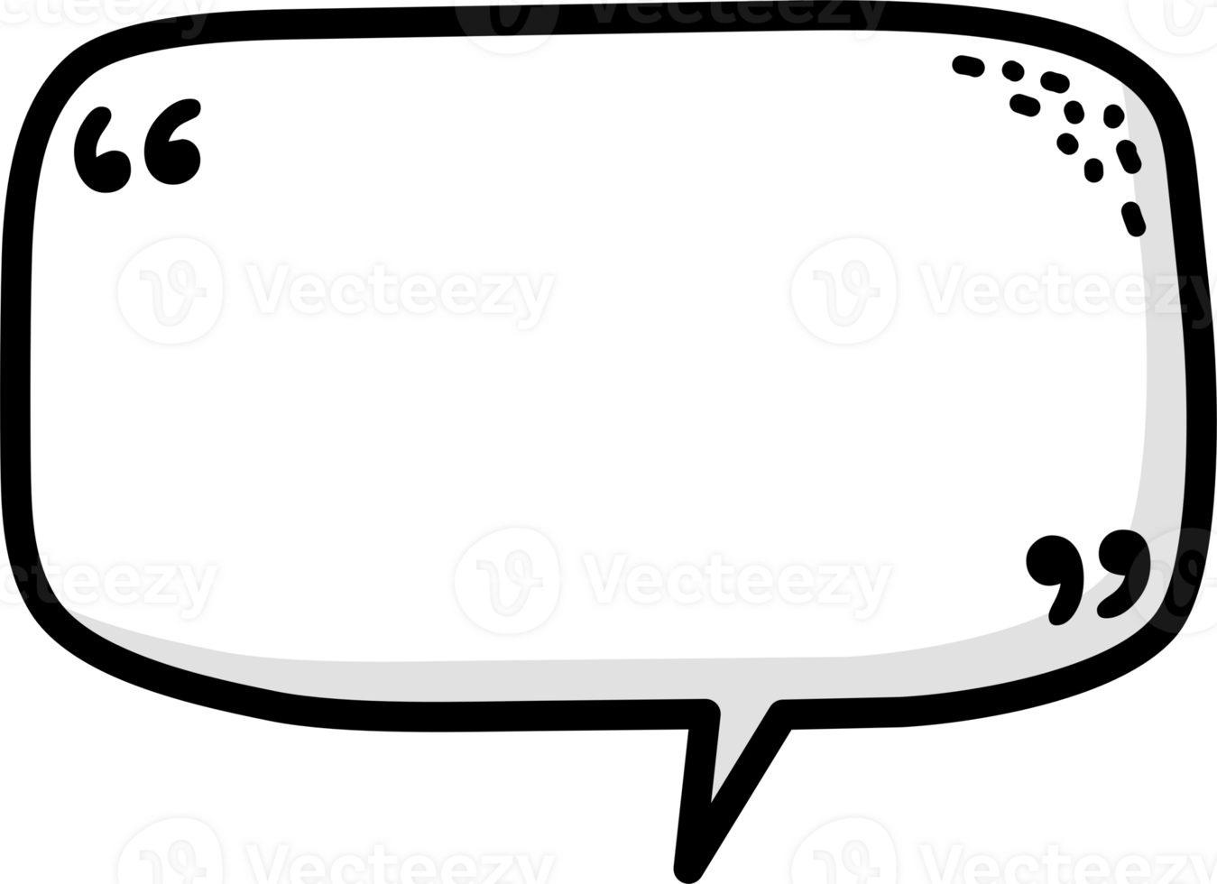 Hand draw doodle Black and white color speech bubble balloon with quotation marks, icon sticker memo keyword planner text box banner png