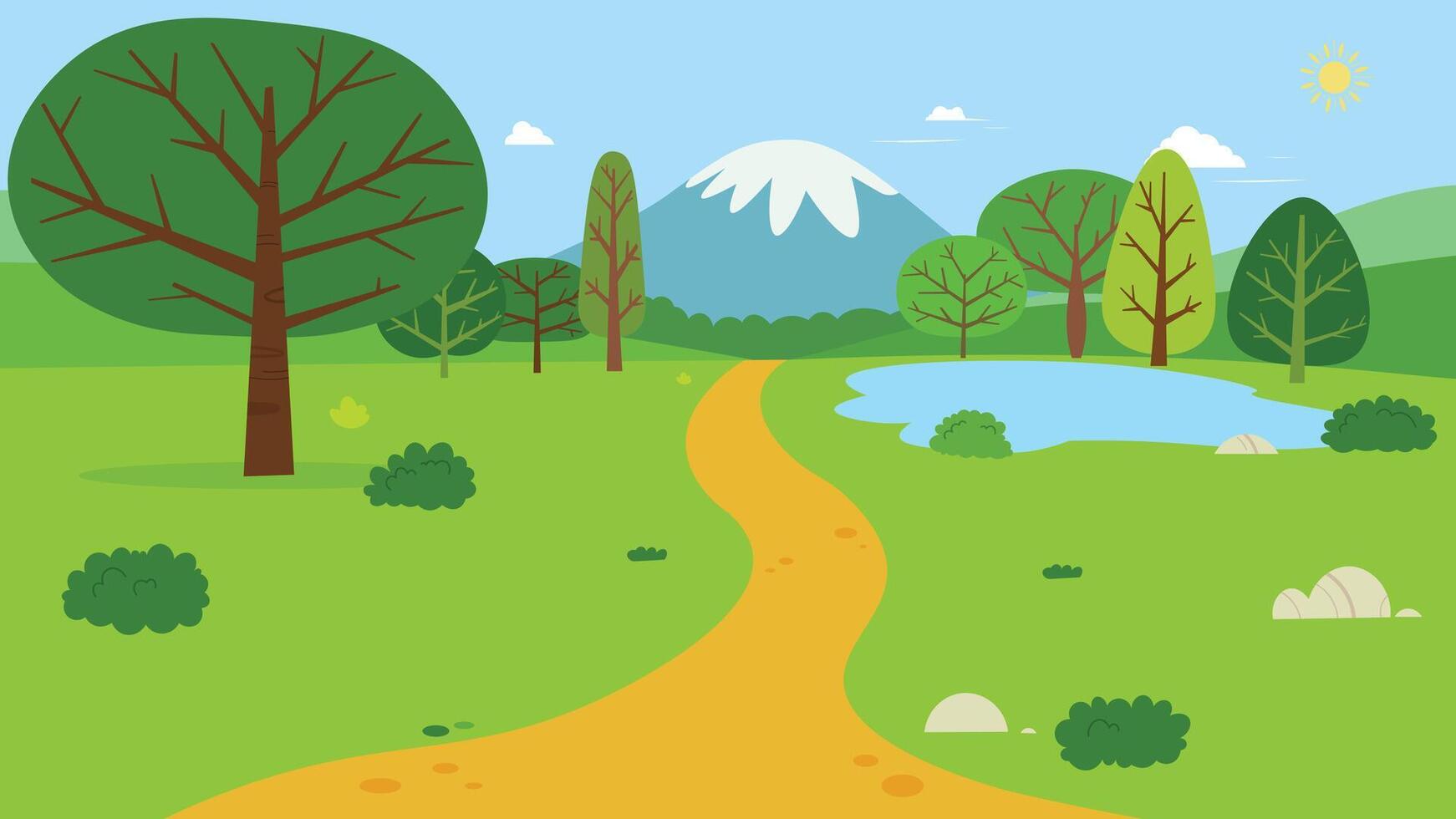 Road through the countryside with nature scene vector