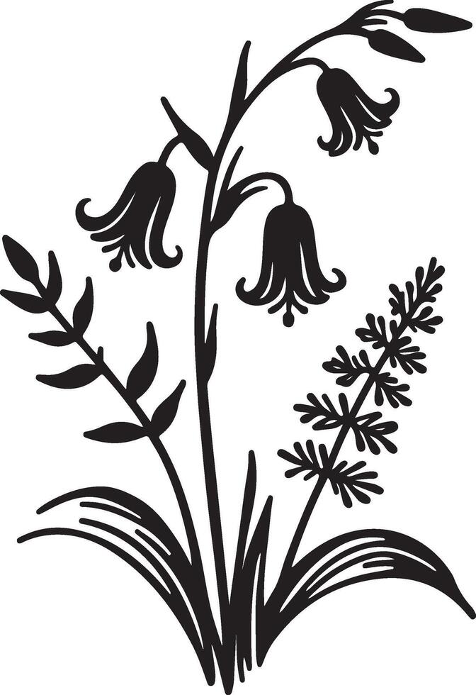 line art of a bluebell silhouette vector