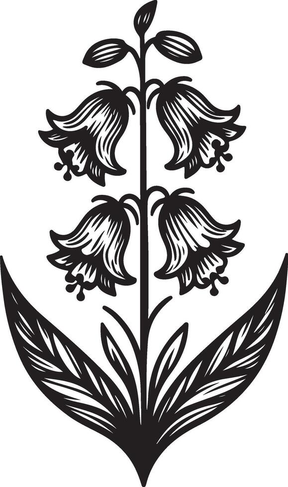 line art of a bluebell silhouette vector