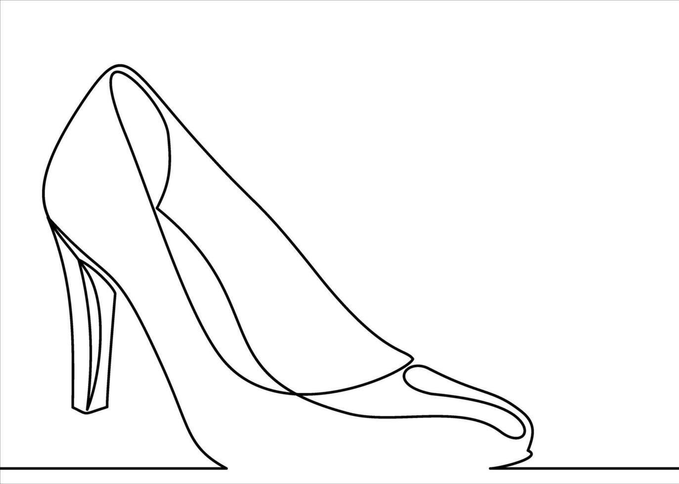Women's high-heeled shoes. line icon-continuous line drawing vector