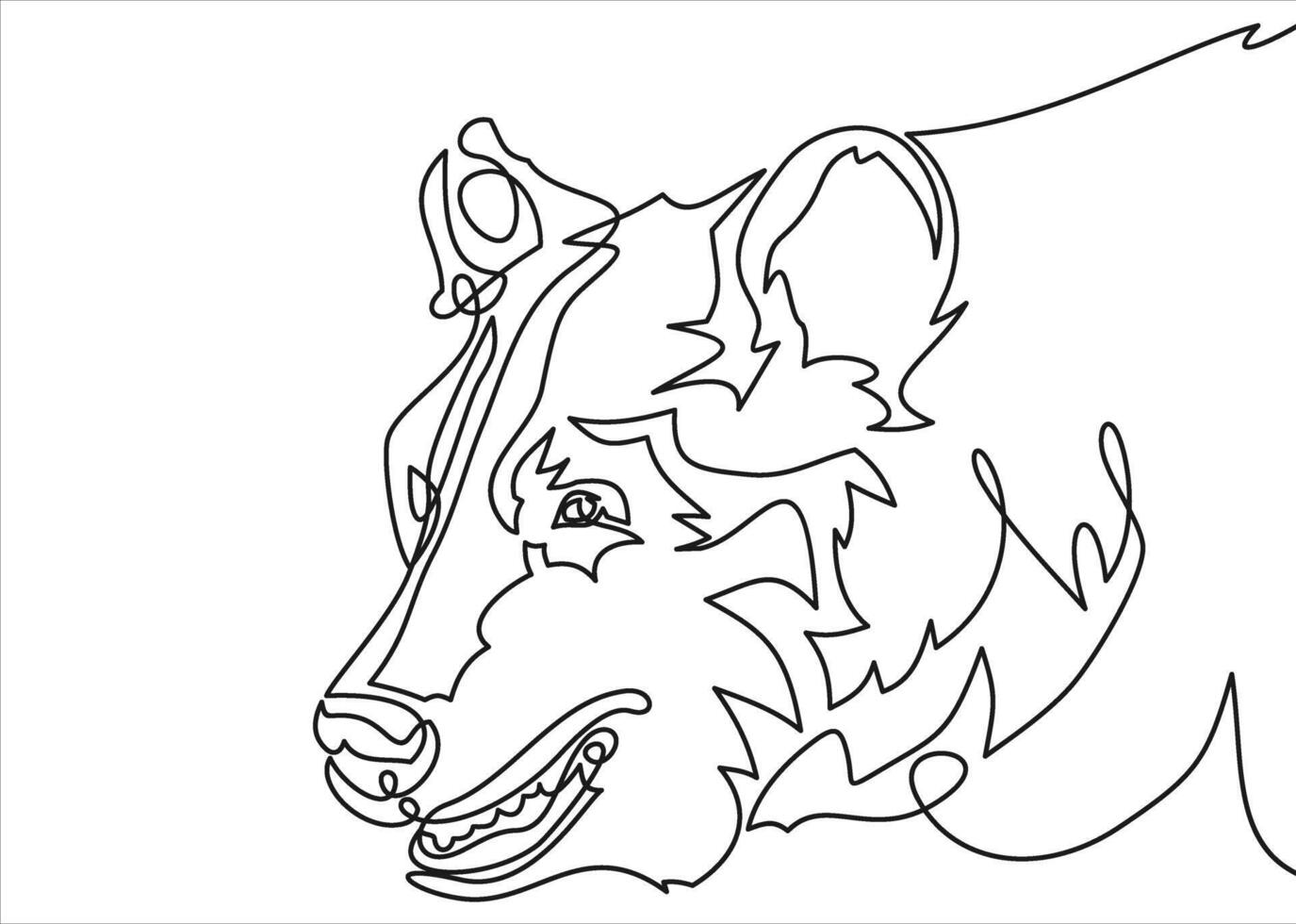 illustration. bear's head. Line. one line continuous draw vector