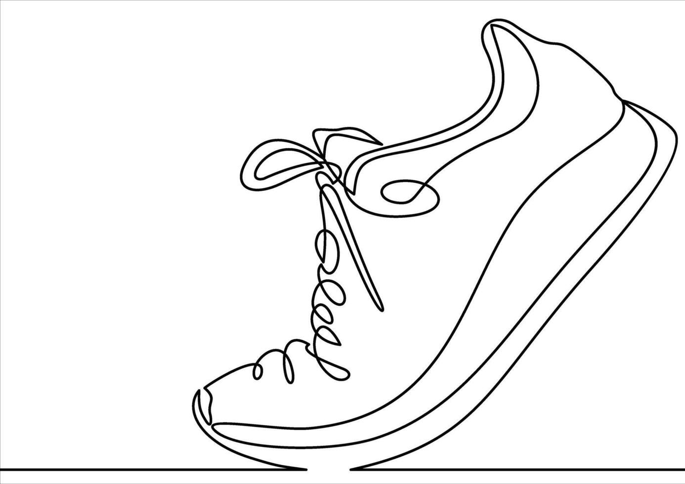 illustration of sneakers. Sports shoes in a line style. Continuous one line vector