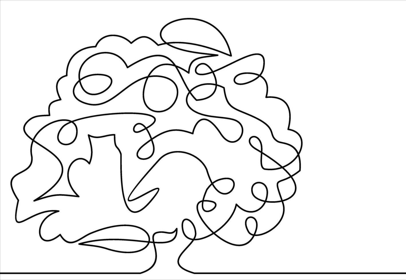 continuous line drawing of nature tree illustration vector