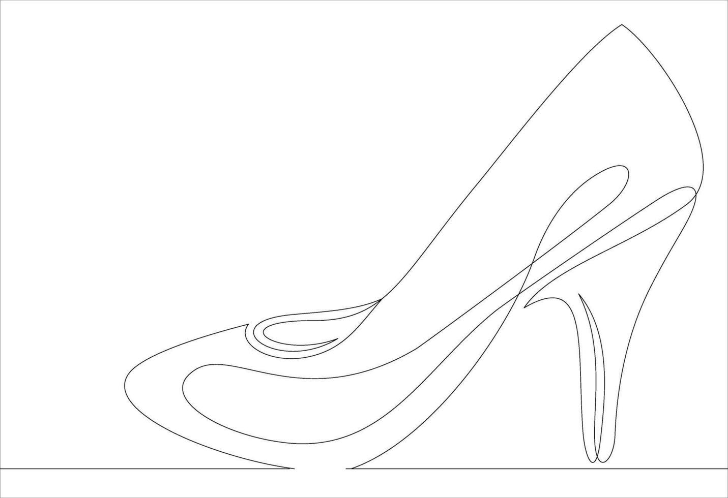 Women's high-heeled shoes. line icon-continuous line drawing vector