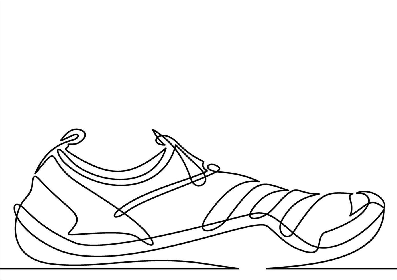 illustration of sneakers. Sports shoes in a line style. Continuous one line vector