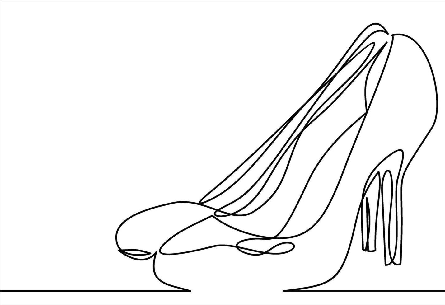 Women's high-heeled shoes. line icon-continuous line drawing vector
