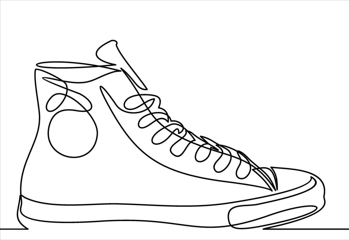 illustration of sneakers. Sports shoes in a line style. Continuous one line vector