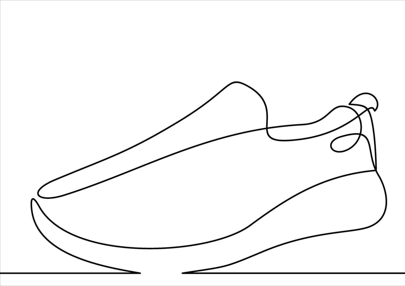 illustration of sneakers. Sports shoes in a line style. Continuous one line vector