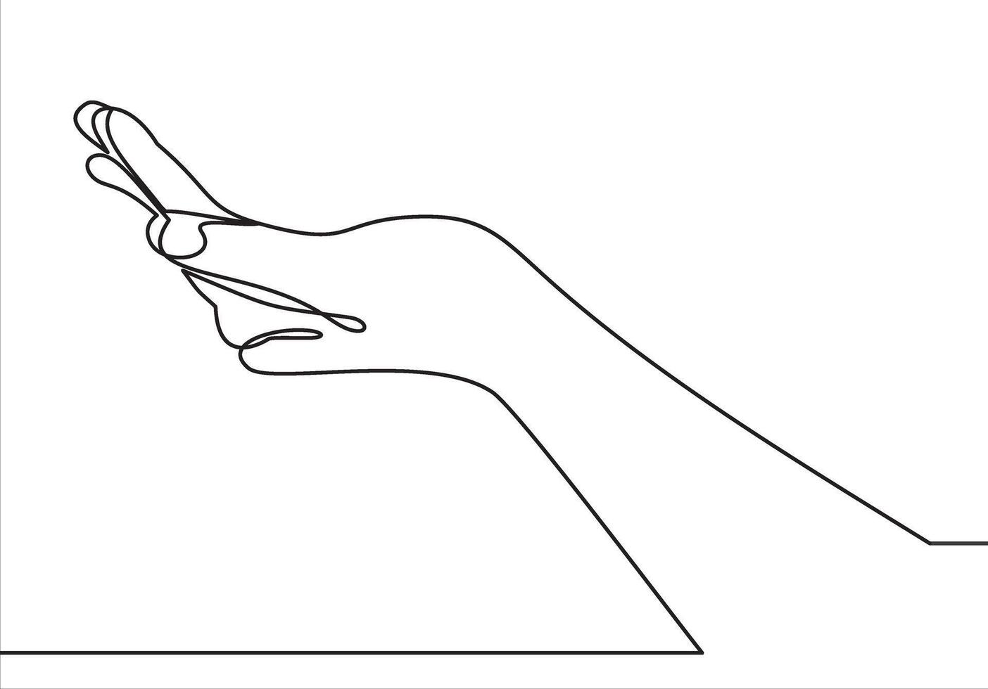 Close-up of beautiful woman's hand, palm up. continuous line. vector