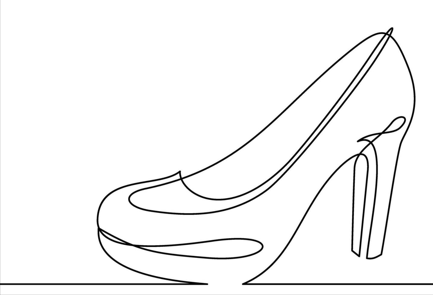Women's high-heeled shoes. line icon-continuous line drawing vector