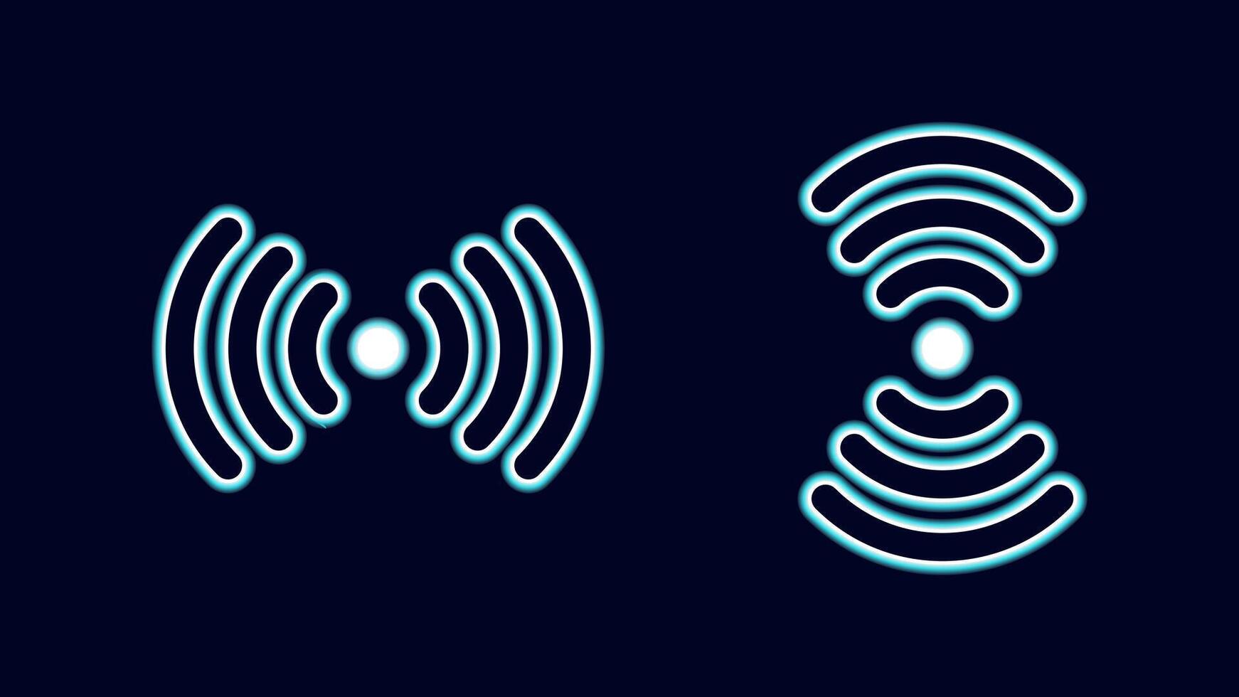 WiFi symbols neon effect dark background. Waves Wi Fi signal icon. Internet connection modern technology. Design web page billboard banner. illustration. vector