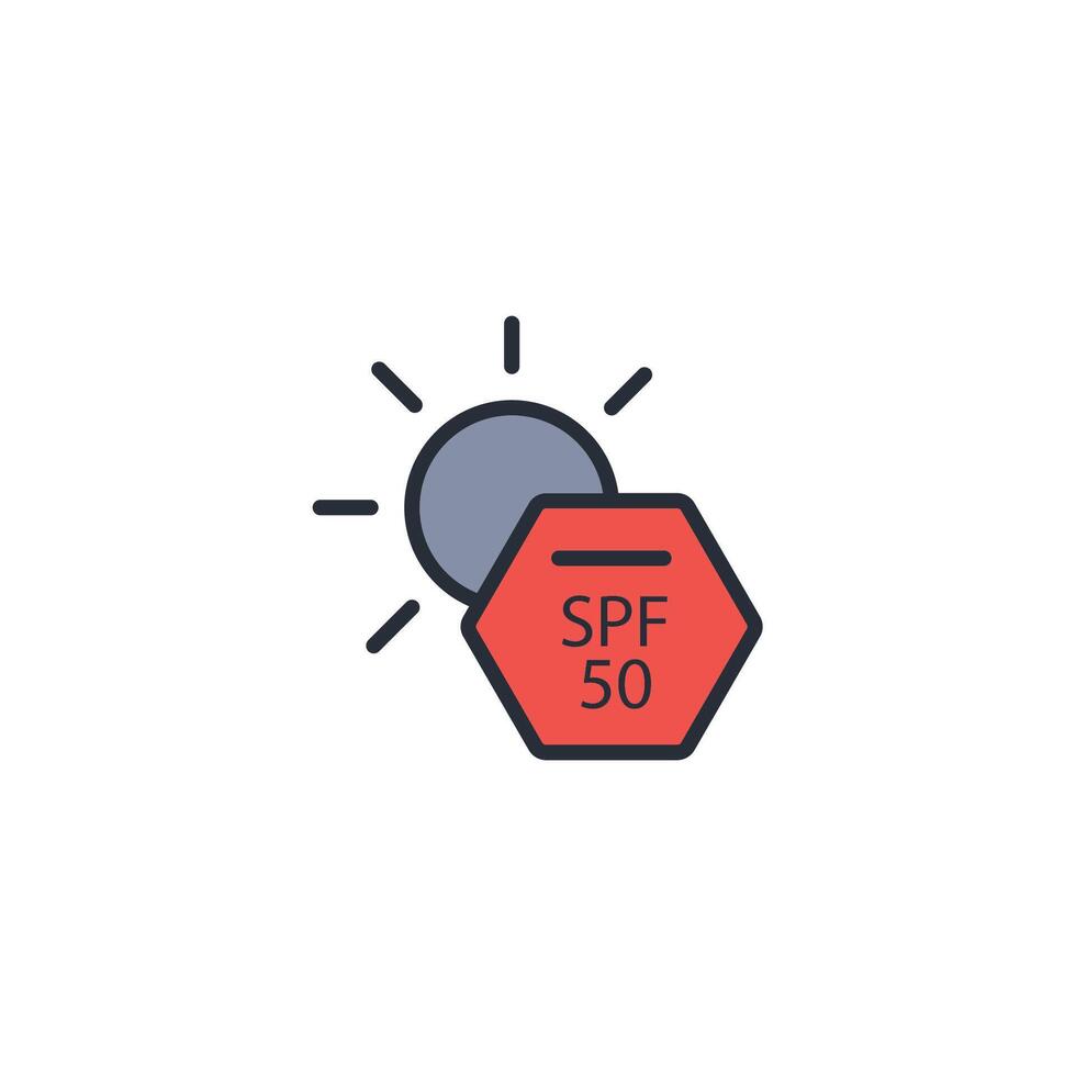 SPF 50 icon. .Editable stroke.linear style sign for use web design,logo.Symbol illustration. vector