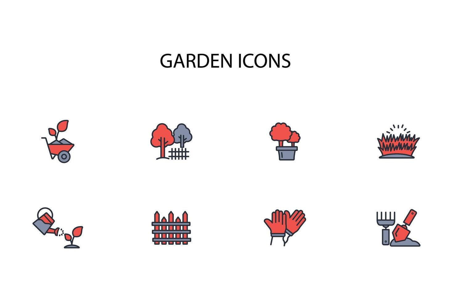 garden icon set..Editable stroke.linear style sign for use web design,logo.Symbol illustration. vector