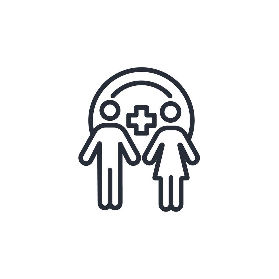 family health care icon. .Editable stroke.linear style sign for use web design,logo.Symbol illustration. vector