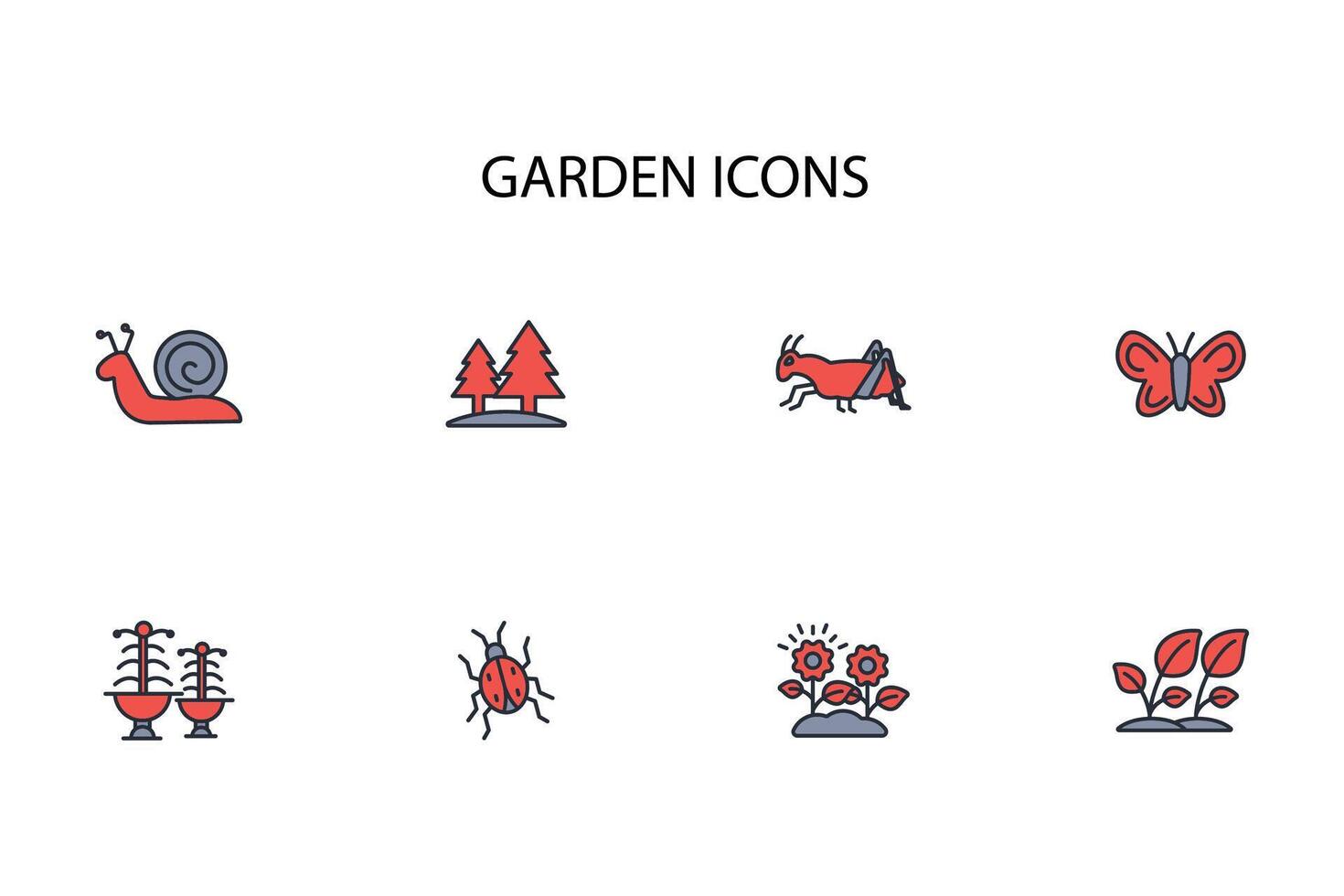 garden icon set..Editable stroke.linear style sign for use web design,logo.Symbol illustration. vector