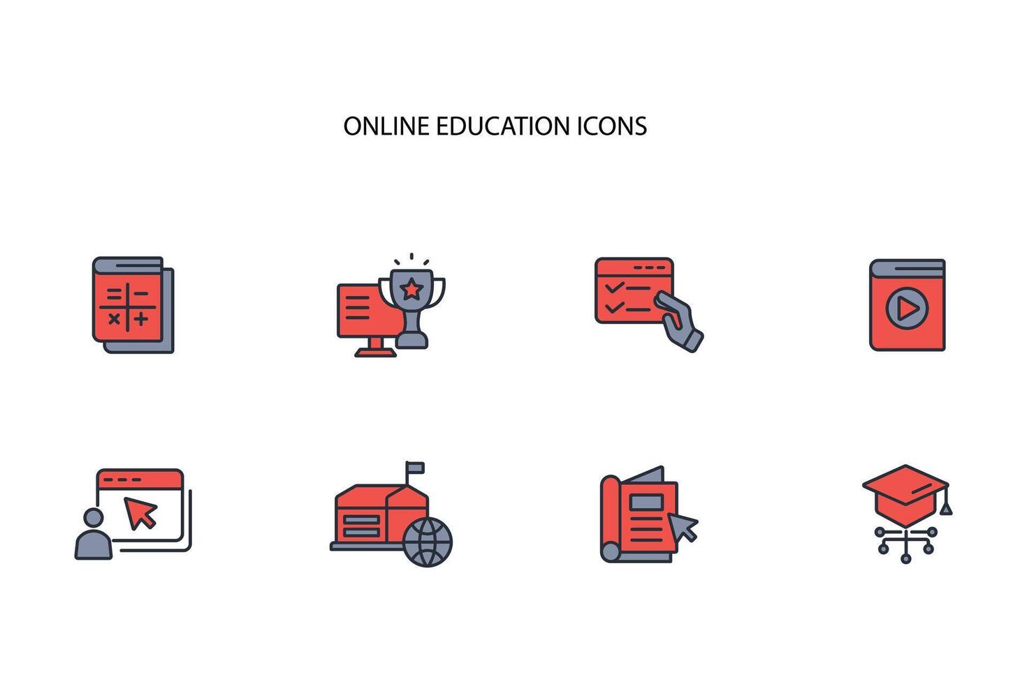 Online education icon set..Editable stroke.linear style sign for use web design,logo.Symbol illustration. vector