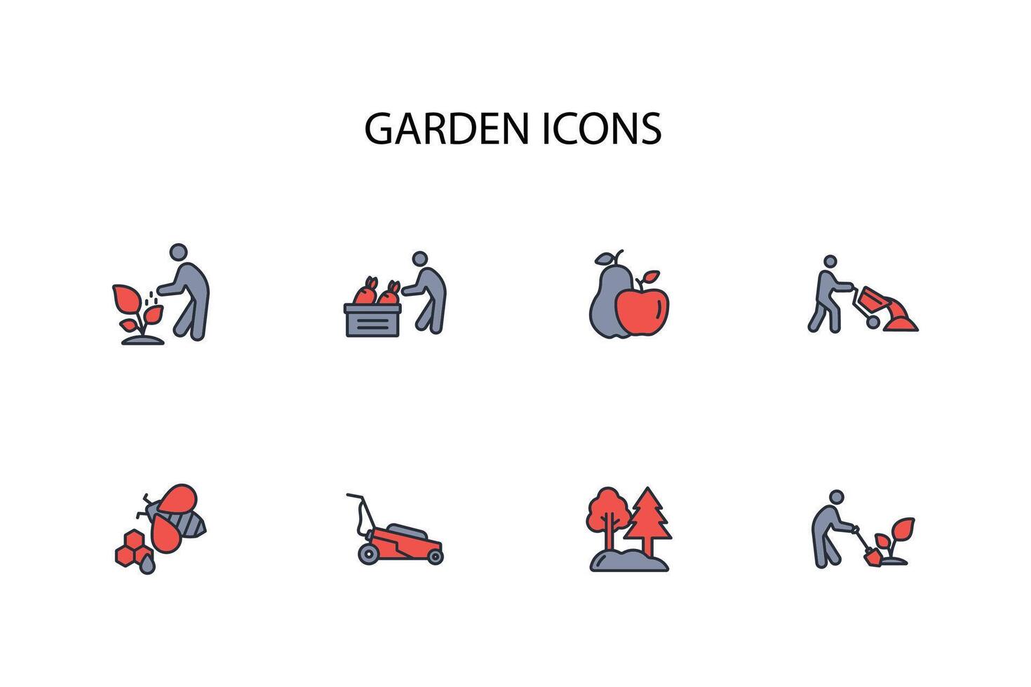 garden icon set..Editable stroke.linear style sign for use web design,logo.Symbol illustration. vector