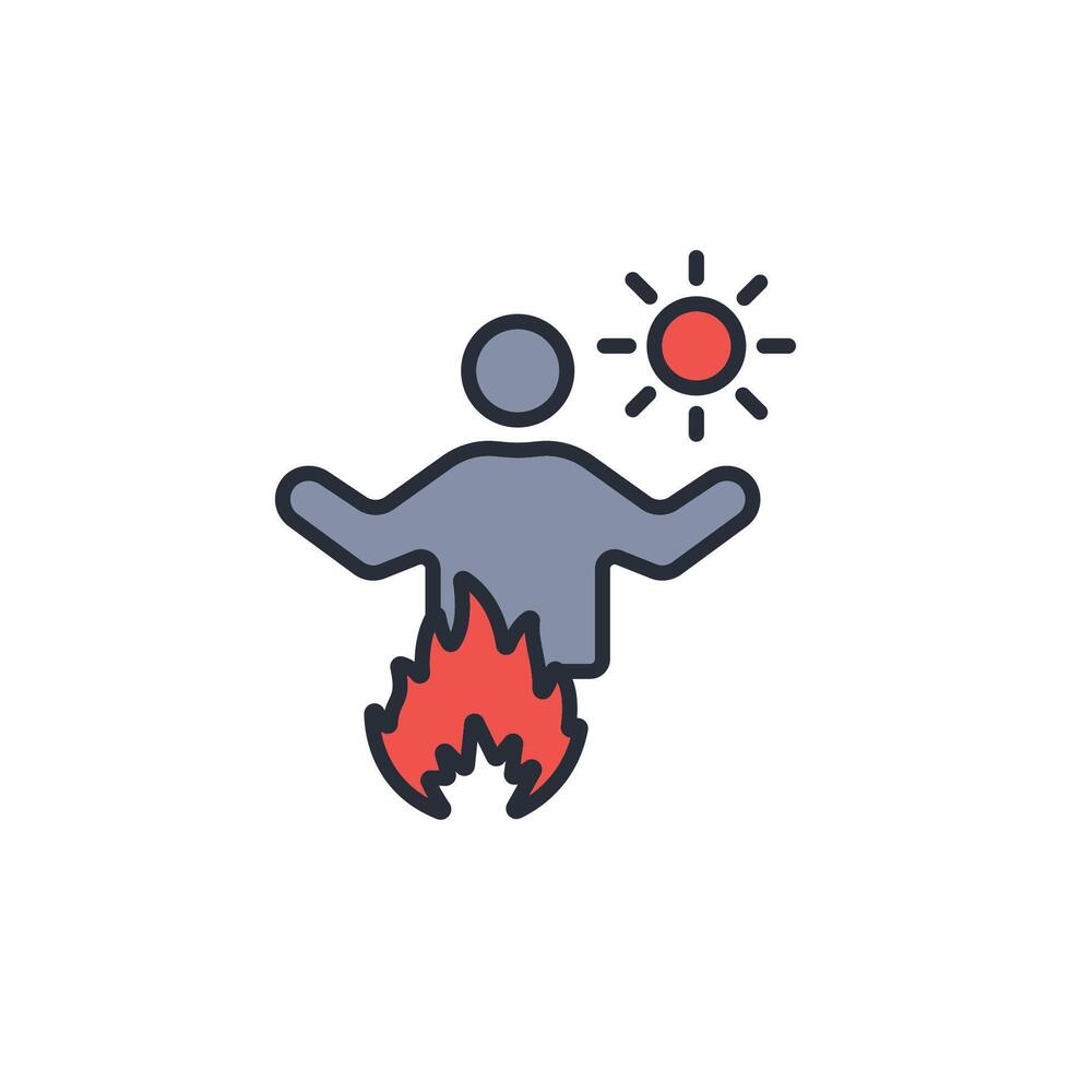 Sunburn icon. .Editable stroke.linear style sign for use web design,logo.Symbol illustration. vector