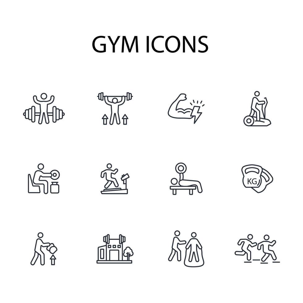 Gym and fitness icon set..Editable stroke.linear style sign for use web design,logo.Symbol illustration. vector