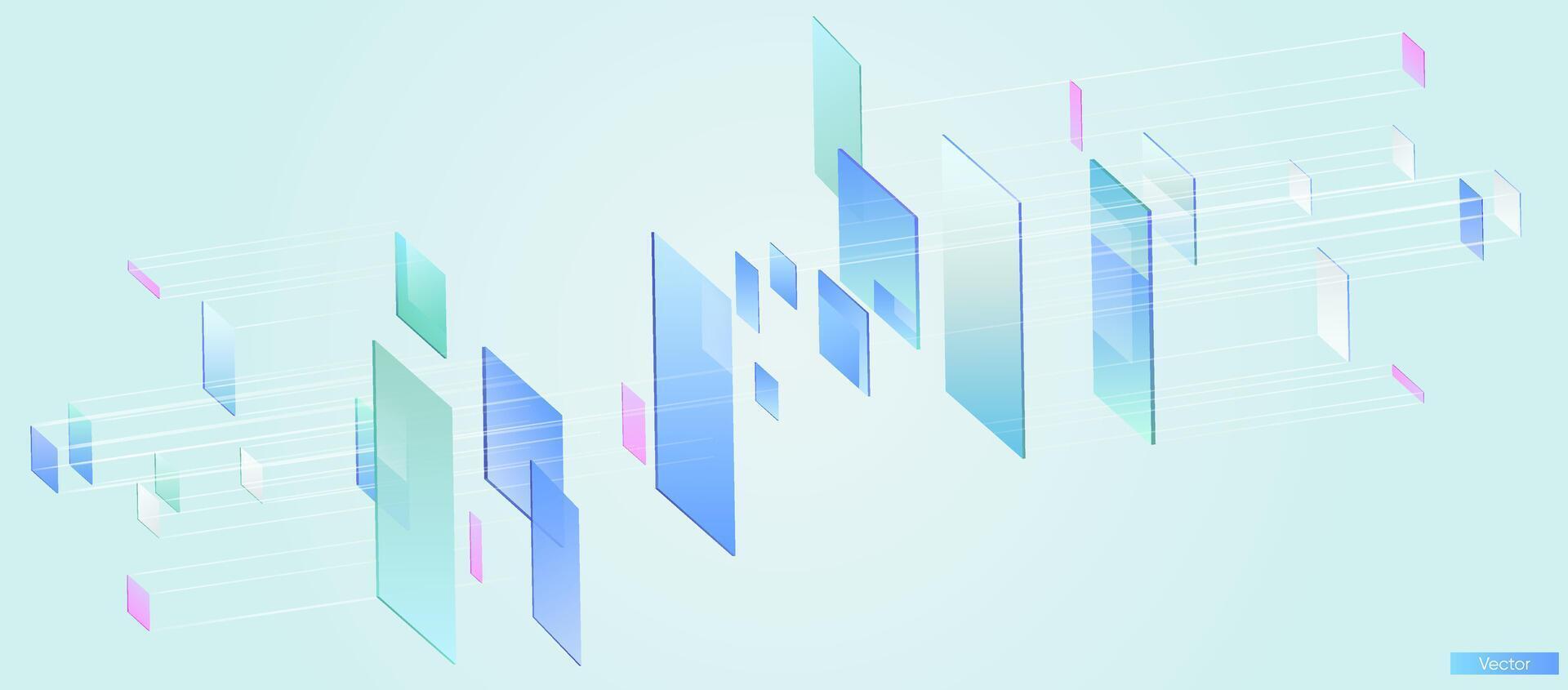 Illustration of abstract stream information. Cyberpunk, big data and cybersecurity. Cyberspace, blockchain transactions. Connection, AI, data transfer background vector