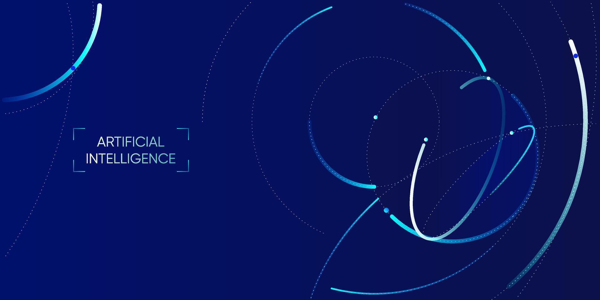 Illustration of abstract stream information with cyan, blue, red and orange line and dot. Big data, technology, AI, data transfer, data flow, large language model vector