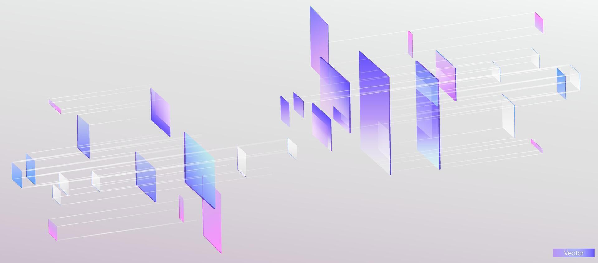 Illustration of abstract stream information. Cyberpunk, big data and cybersecurity. Cyberspace, blockchain transactions. Connection, AI, data transfer background vector