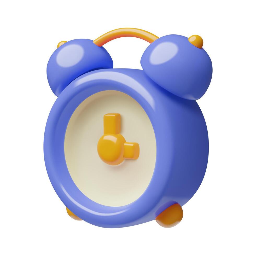 Blue alarm clock time 3D icon Minimal three dimensional object isolated on white background vector