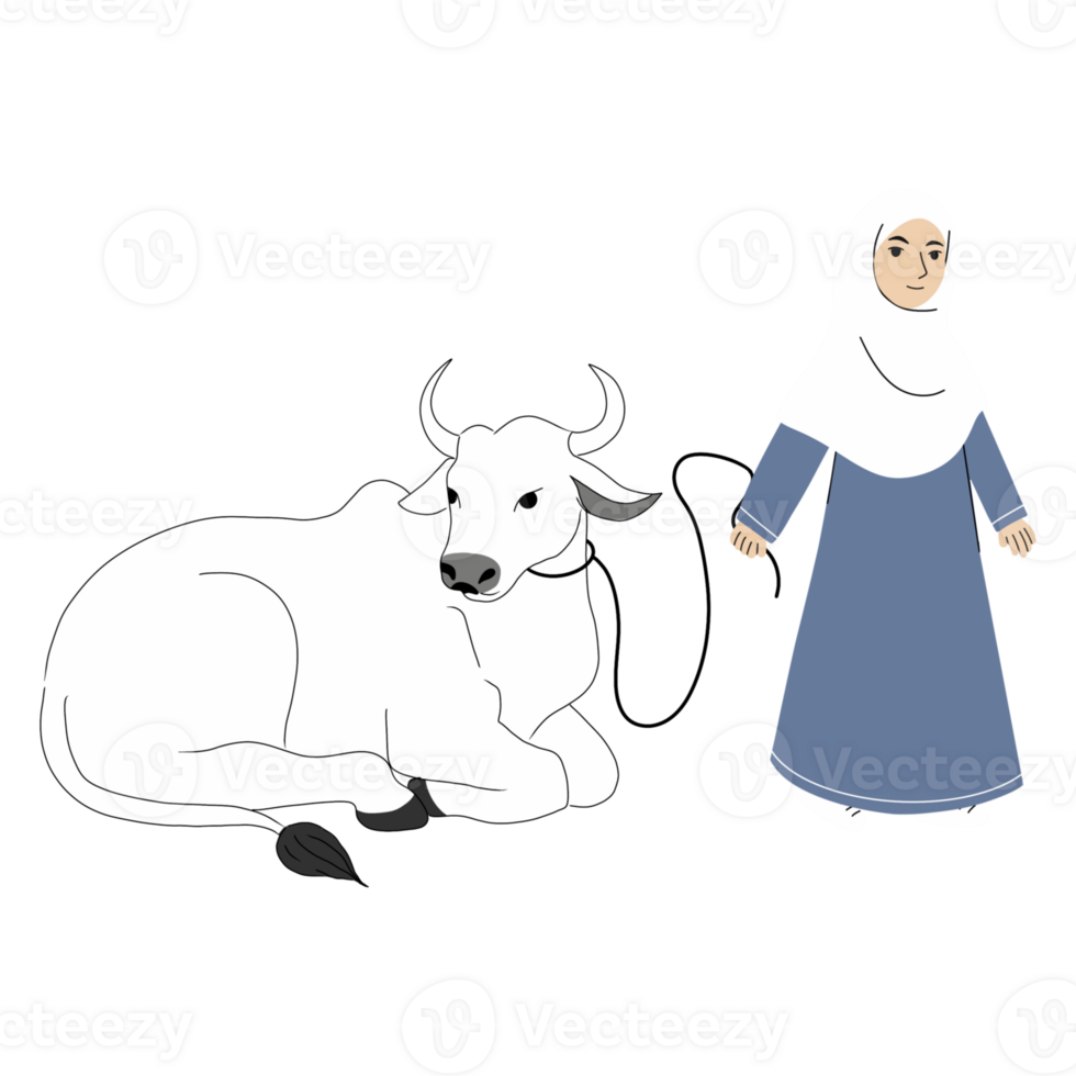 Women with a cow for Eid adha png