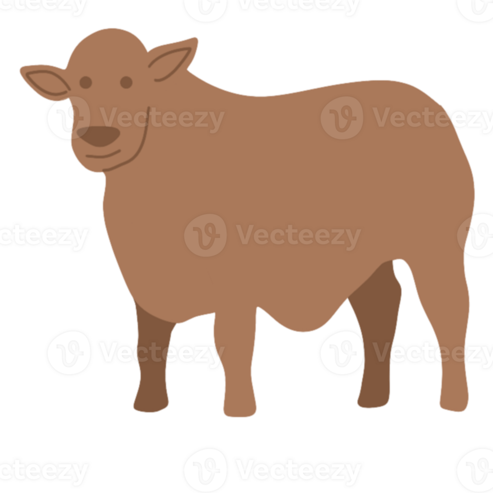 Brown cow illustration png