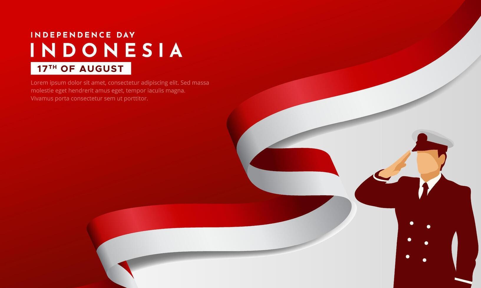 Indonesia Independence day with soldier and wavy flag. 79th Indonesia independence day vector