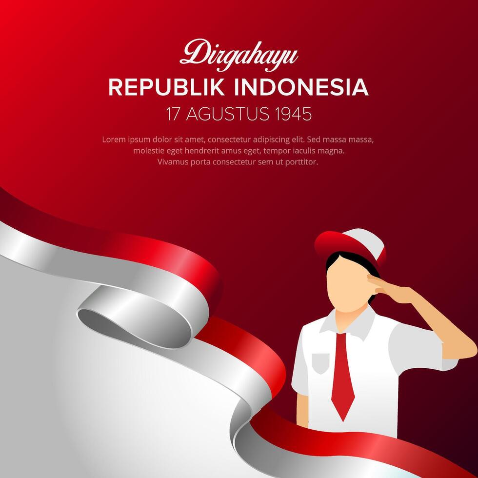 Celebration Indonesia Independence Day. Indonesian Elementary School Uniform Kids Salute vector