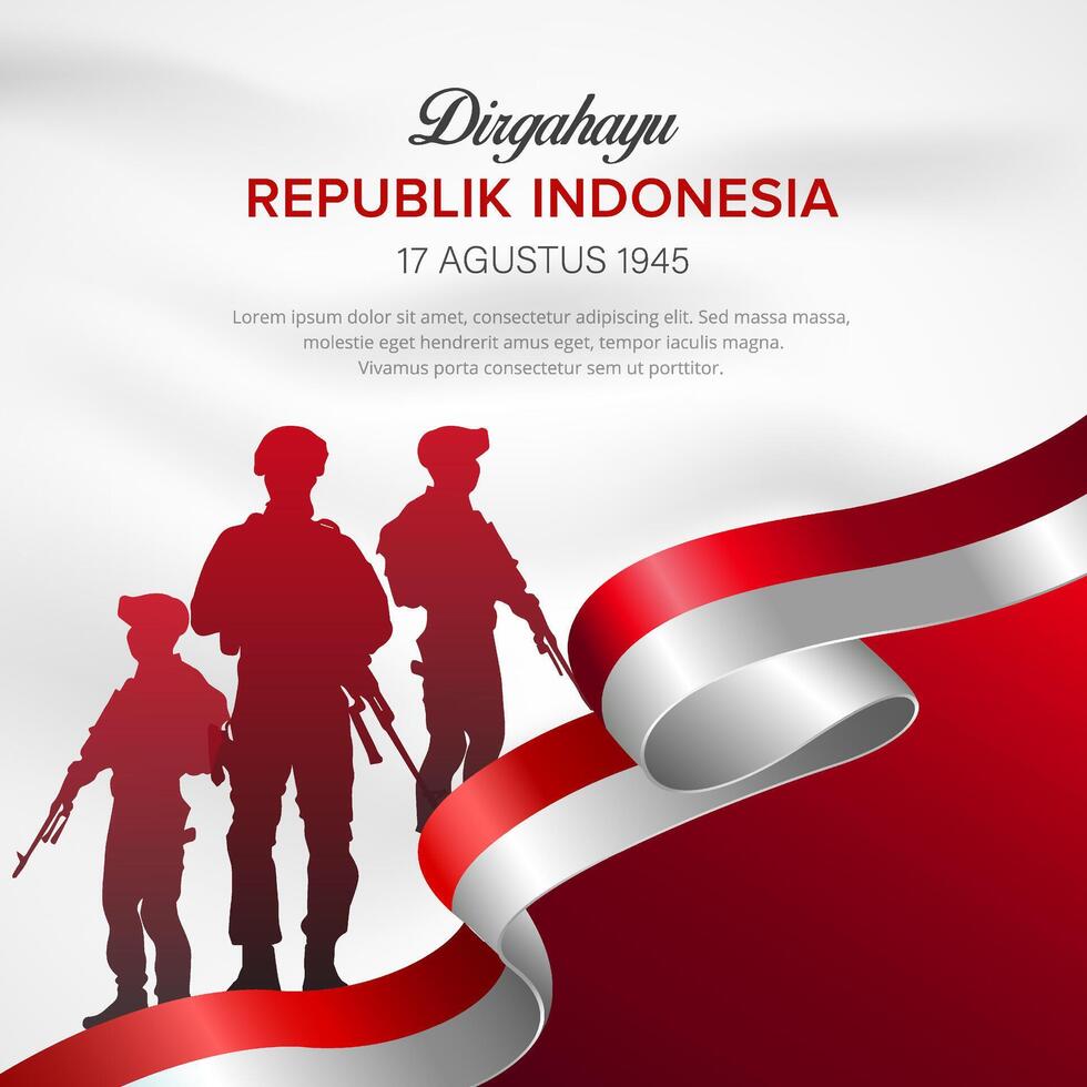 Indonesia Independence day with soldier and wavy flag. 79th Indonesia independence day vector
