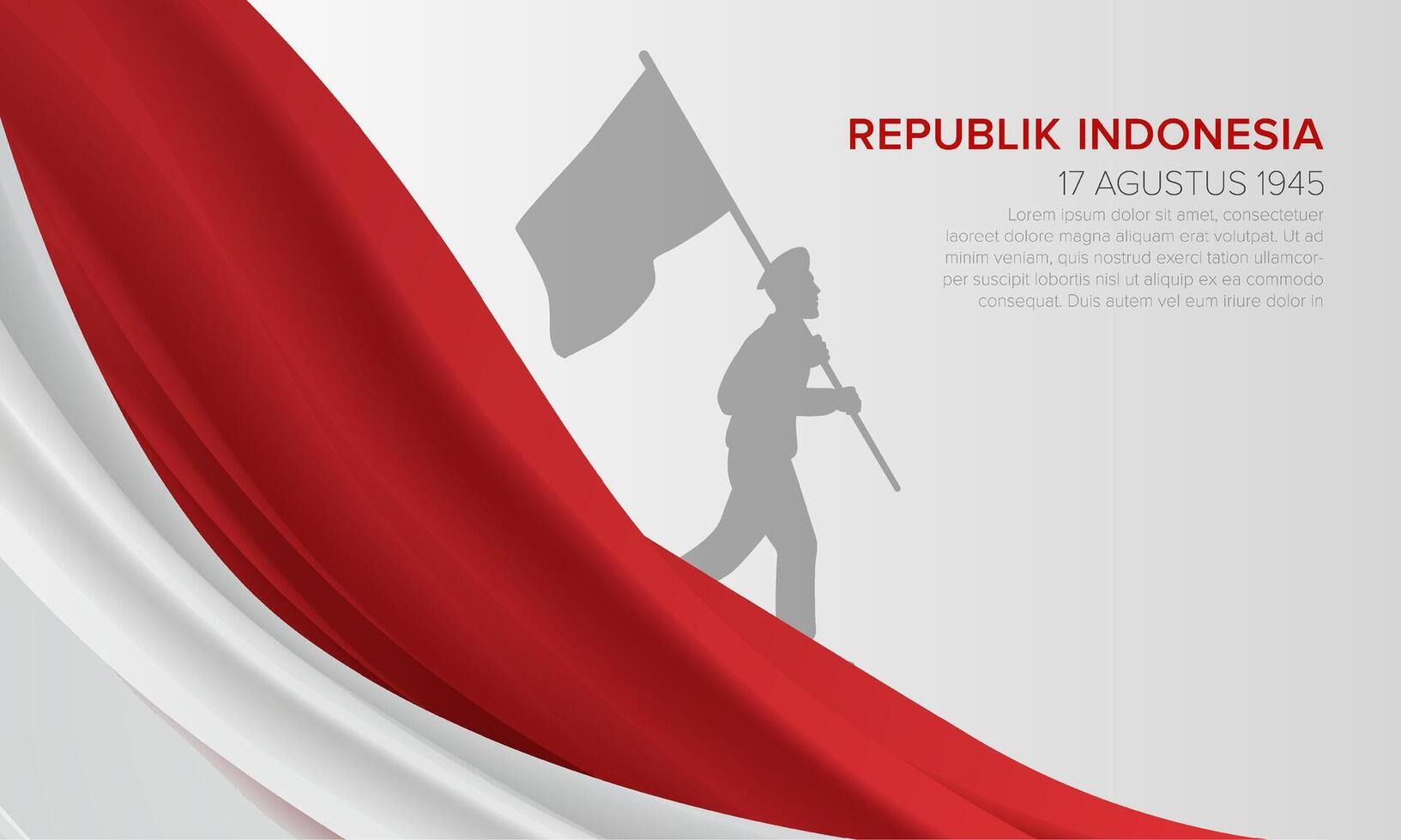 Indonesia Independence day with soldier and wavy flag. 79th Indonesia independence day vector