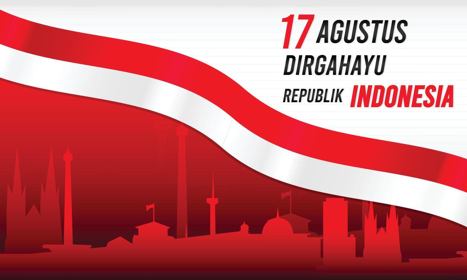 Banner design to print an illustration of the Indonesian flag in celebration of Indonesian independence day vector