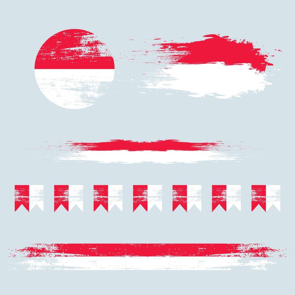 collection of Indonesian watercolor flags vector